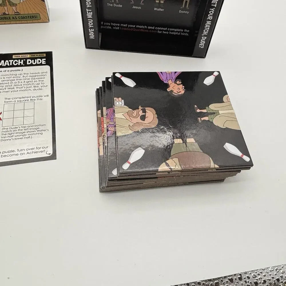 The Big Lebowski Meet Your Match Dude Puzzle Game Coasters Adult Complete.